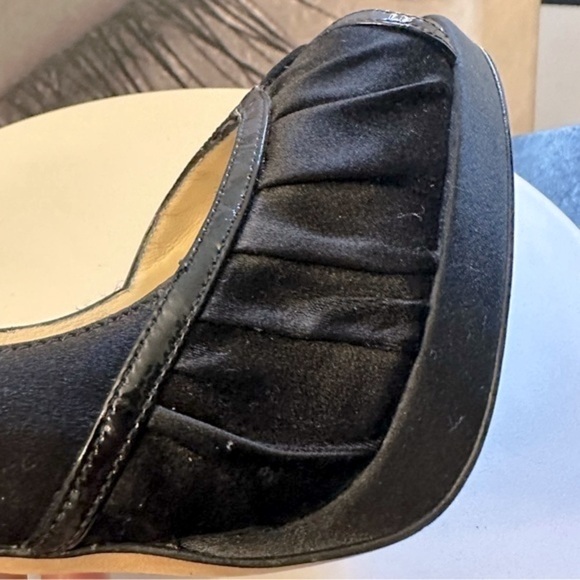 🌸 JIMMY CHOO🌸 Black Satin Patent Leather Peep Toe heels size 40 EU - Picture 11 of 13